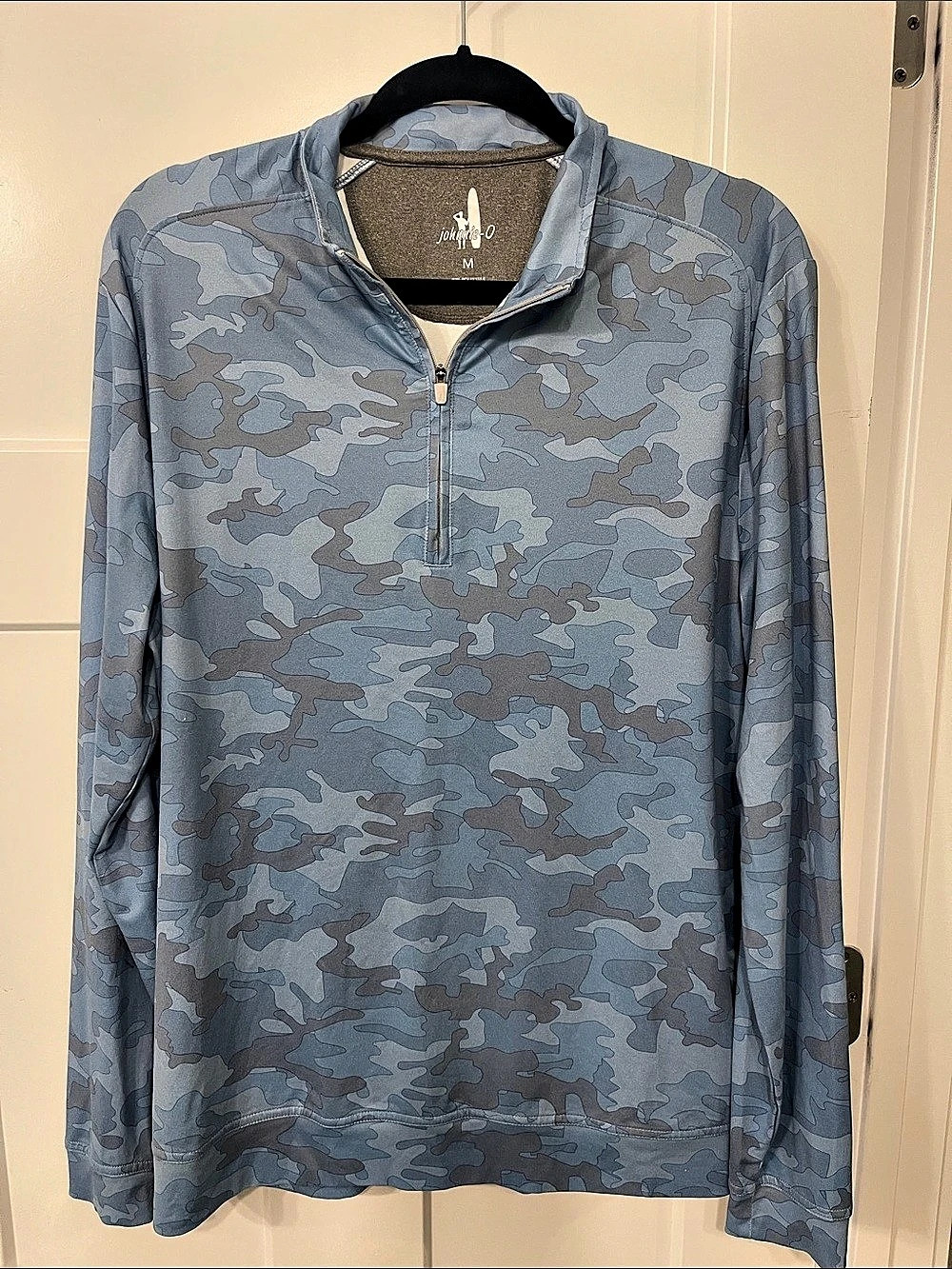 Johnnie-O Camo Quarter Zip Pullover Blue Medium Like New